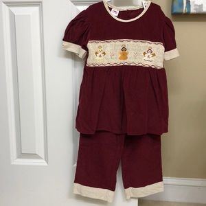 Burgundy little girls pantsuit